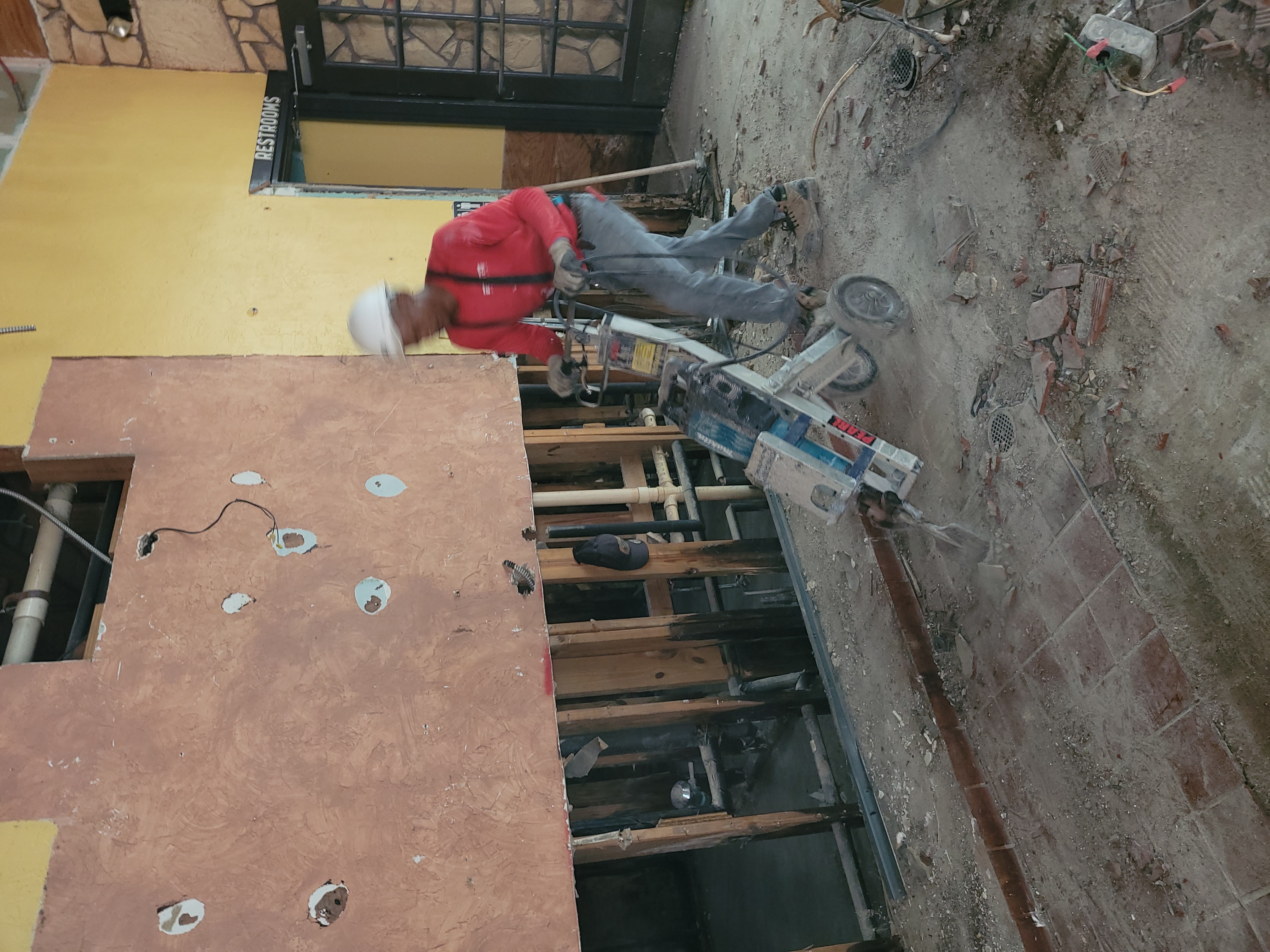 Floor tile and concrete demolition